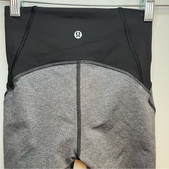Lululemon Train Times Leggings Crop 17" Heathered Black Mesh Luxtreme TearTag 2 - Picture 2 of 10